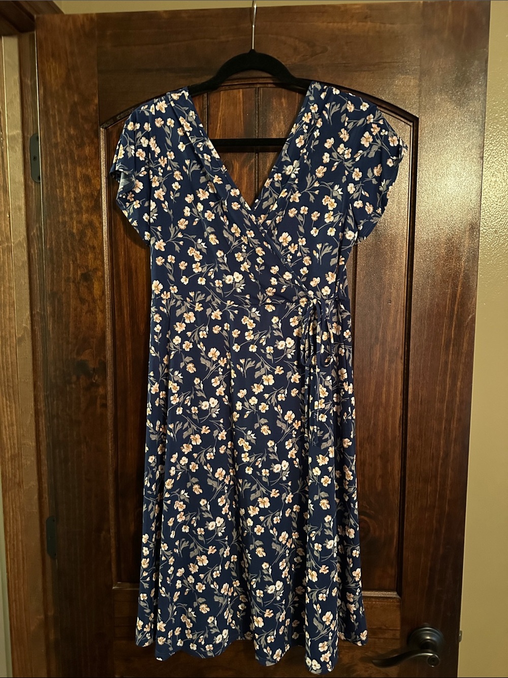 Kaileigh Navy Floral Wrap Midi Dress